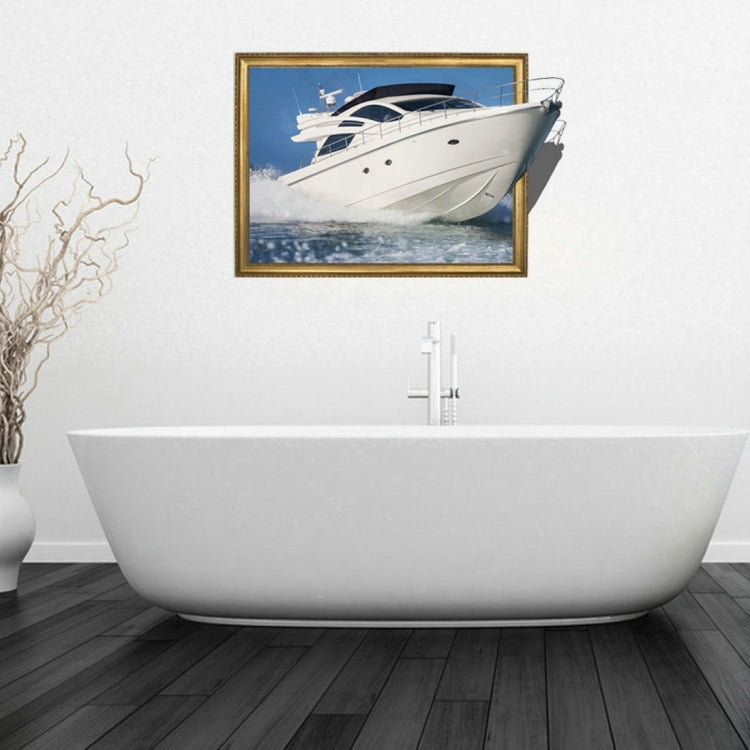 3D Yacht Removable Bathroom Art Stickers, Size: 85.5 x 58 x 0.3 cm
