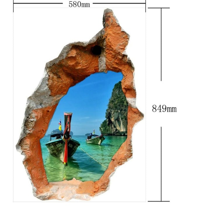 3D Seaside Removable Bathroom Art Stickers, Size: 84.9 x 58 x 0.3 cm
