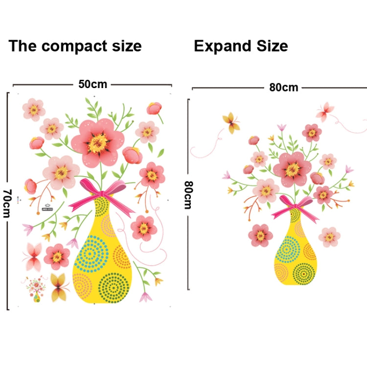DIY Fashion Self Adhesive PVC Removable Wall Stickers / House Interior Decoration Pictures -- Vase & Butterfly, Size: 70cm x 50cm