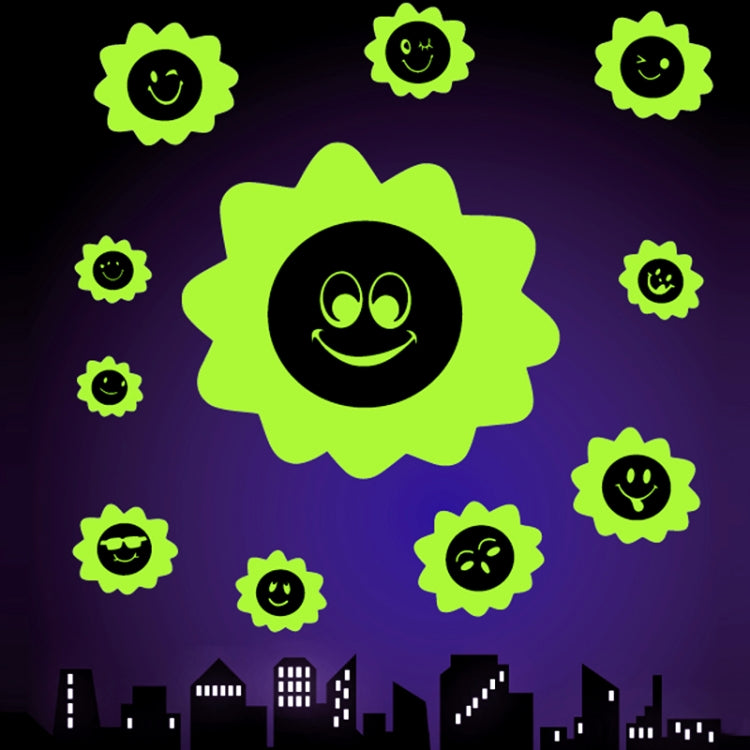 DIY Wall Stickers Decals Glow in Dark Stickers Fluorescent Luminous for Room - Cartoon Sun Facial Expression