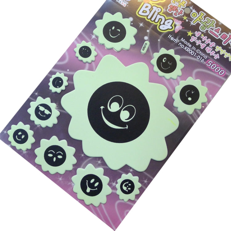 DIY Wall Stickers Decals Glow in Dark Stickers Fluorescent Luminous for Room - Cartoon Sun Facial Expression
