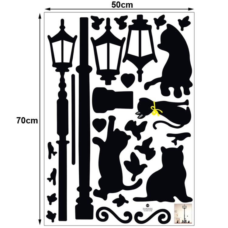 DIY Fashion Self Adhesive PVC Removable Wall Stickers / House Interior Decoration Pictures -- Street Lamp & Cat, Size: 70cm x 50cm