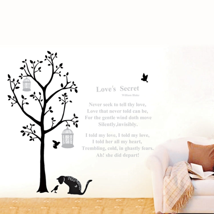 DIY Fashion Self Adhesive PVC Removable Wall Stickers / House Interior Decoration Pictures -- Tree & Cat, Size: 70cm x 50cm