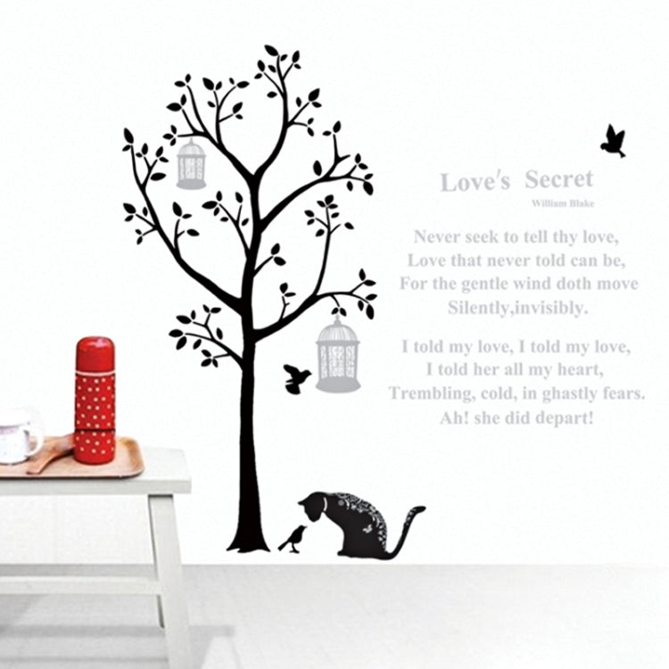 DIY Fashion Self Adhesive PVC Removable Wall Stickers / House Interior Decoration Pictures -- Tree & Cat, Size: 70cm x 50cm