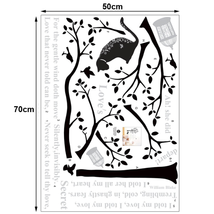DIY Fashion Self Adhesive PVC Removable Wall Stickers / House Interior Decoration Pictures -- Tree & Cat, Size: 70cm x 50cm
