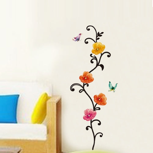 DIY Fashion Self Adhesive PVC Removable Wall Stickers / House Interior Decoration Pictures -- Flowers & Butterflies, Size: 70cm x 50cm