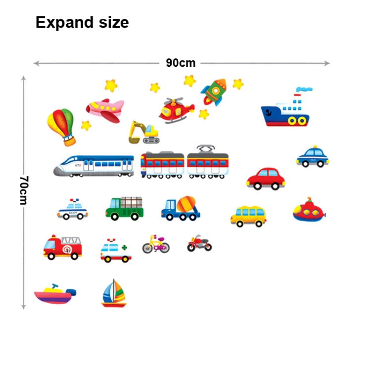 DIY Fashion Self Adhesive PVC Removable Wall Stickers / House Interior Decoration Pictures --3D Cartoon Transport, Size : 70cm x 50cm