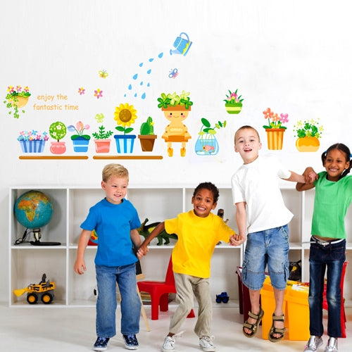 DIY Fashion Self Adhesive PVC Removable Wall Stickers / House Interior Decoration Pictures -- Cartoon Pots Potted, Size: 70cm x 50cm