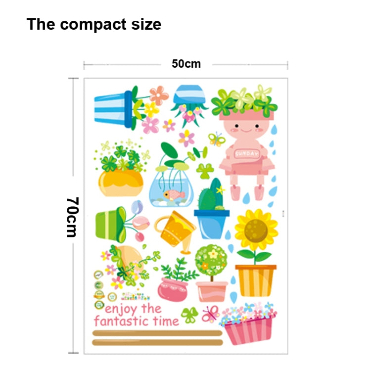 DIY Fashion Self Adhesive PVC Removable Wall Stickers / House Interior Decoration Pictures -- Cartoon Pots Potted, Size: 70cm x 50cm