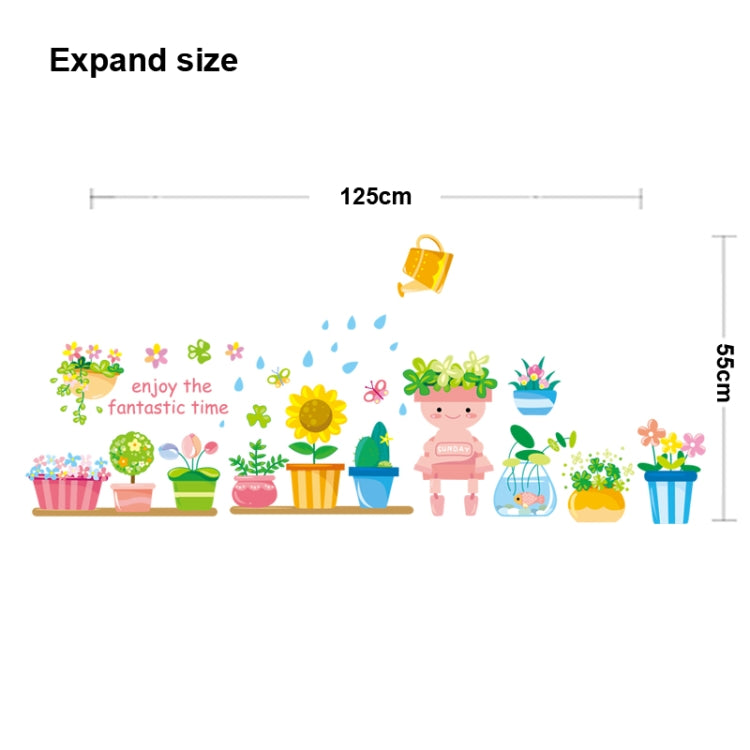 DIY Fashion Self Adhesive PVC Removable Wall Stickers / House Interior Decoration Pictures -- Cartoon Pots Potted, Size: 70cm x 50cm