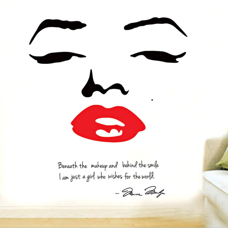 DIY Fashion Self Adhesive PVC Removable Wall Stickers / House Interior Decoration Pictures -- Red Lip Girl, Size: 70cm x 50cm