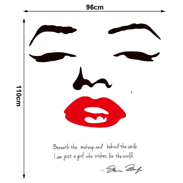 DIY Fashion Self Adhesive PVC Removable Wall Stickers / House Interior Decoration Pictures -- Red Lip Girl, Size: 70cm x 50cm