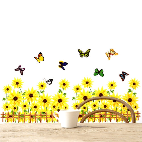 DIY Fashion Self Adhesive PVC Removable Wall Stickers / House Interior Decoration Pictures -- Sunflower & Butterfly, Size: 70cm x 50cm