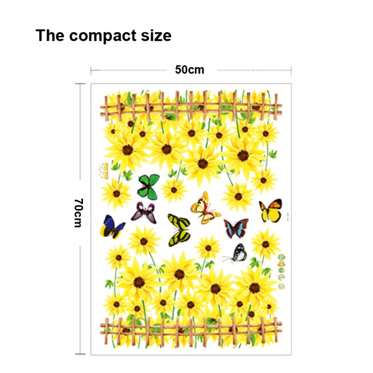 DIY Fashion Self Adhesive PVC Removable Wall Stickers / House Interior Decoration Pictures -- Sunflower & Butterfly, Size: 70cm x 50cm