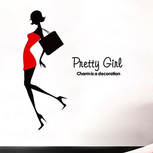 DIY Fashion Self Adhesive PVC Removable Wall Stickers / House Interior Decoration Pictures -- Pretty Girl, Size : 70cm x 50cm