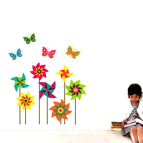 DIY Fashion Self Adhesive PVC Removable Wall Stickers / House Interior Decoration Pictures -- Colorful Windmill, Size: 70cm x 50cm