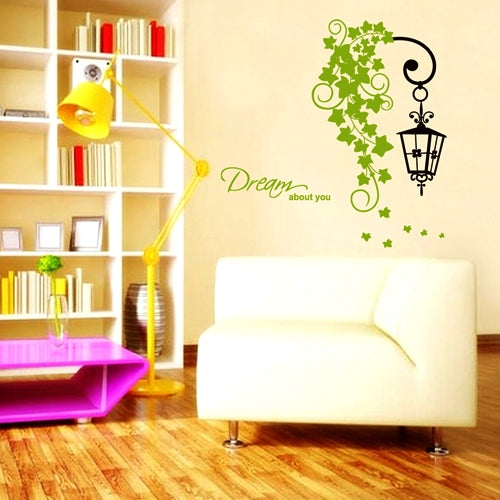 DIY Fashion Self Adhesive PVC Removable Wall Stickers / House Interior Decoration Pictures -- Flower Vine under Streetlights, Size: 70cm x 50cm