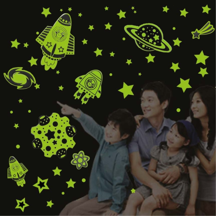 DIY Wall Stickers Decals Glow in Dark Stickers Fluorescent Luminous for Room - Rocket & Star Pattern