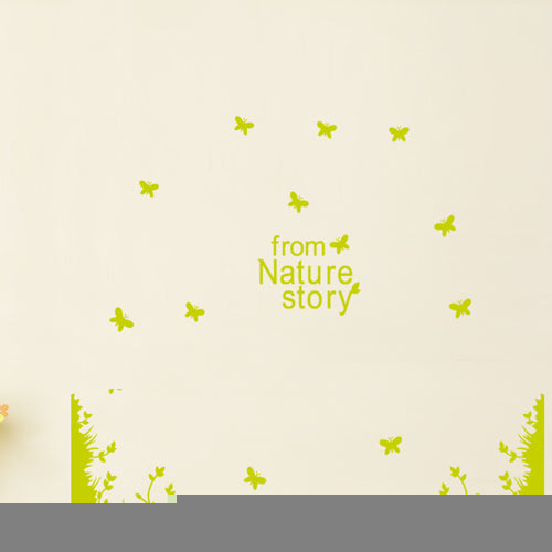 DIY Fashion Self Adhesive PVC Removable Wall Stickers / House Interior Decoration Pictures -- Grass & Butterfly, Size:70cm x 50cm