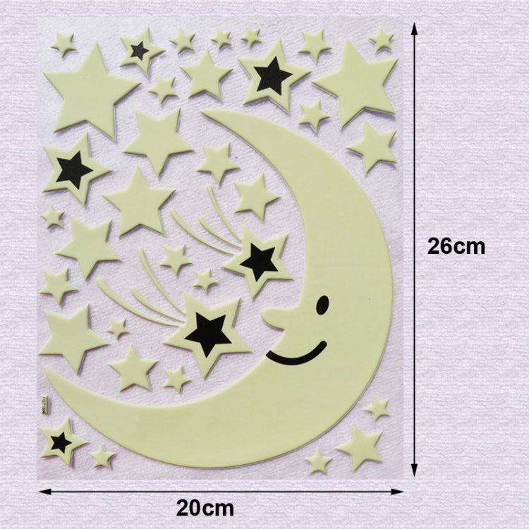 DIY Wall Stickers Decals Glow in Dark Stickers Fluorescent Luminous for Room - Moon & Star Pattern
