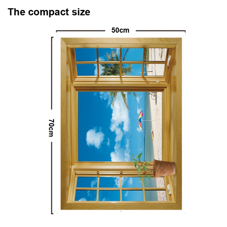 DIY Fashion Self Adhesive PVC Removable Wall Stickers / House Interior Decoration Pictures -- Window & Sandy Beach, Size: 70cm x 50cm
