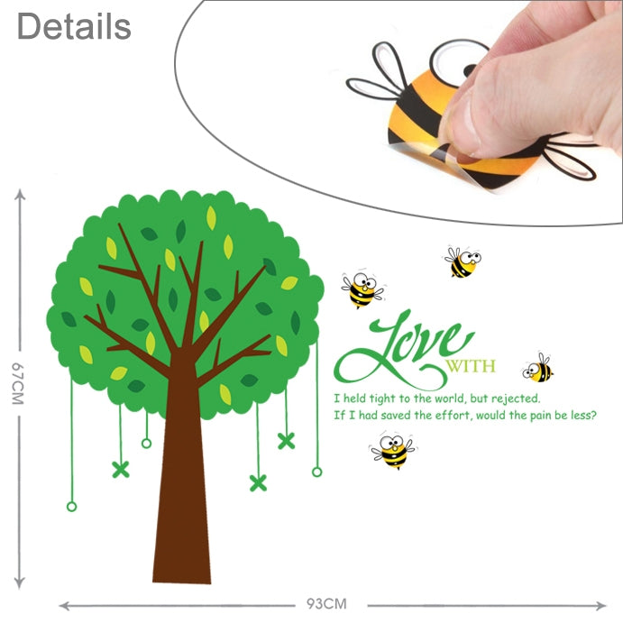 DIY Fashion Self Adhesive PVC Removable Wall Stickers / House Interior Decoration Pictures -- Tree & Bees , Size : 70cm x 50cm