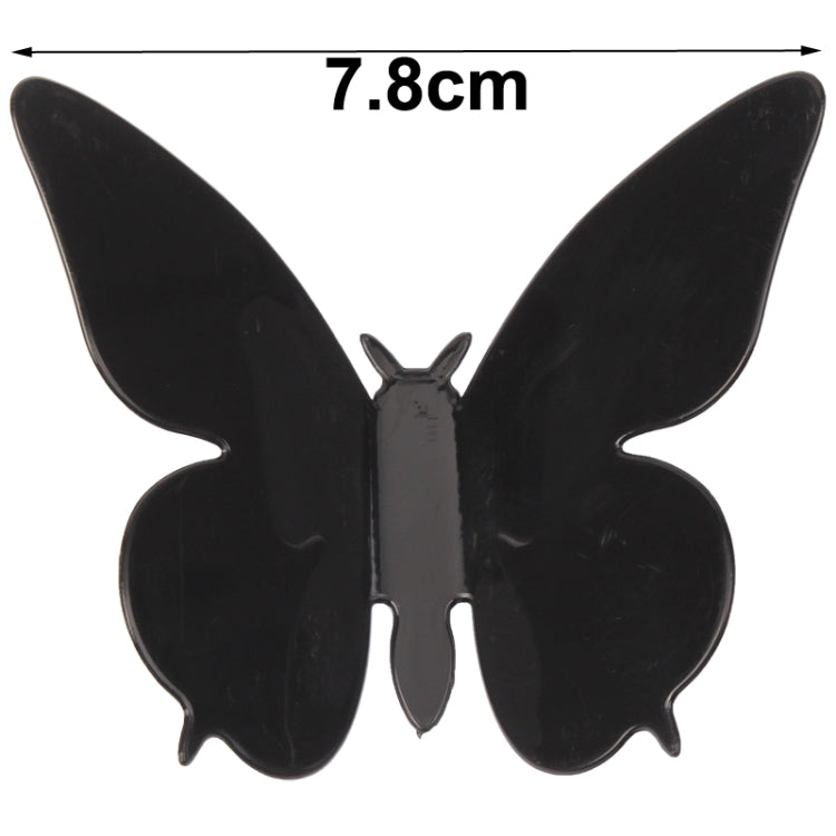 Middle Size 3D Vivid Plastic Butterfly Wall Sticker Decor Pop-up Sticker Home Room Art Decorations(Black)