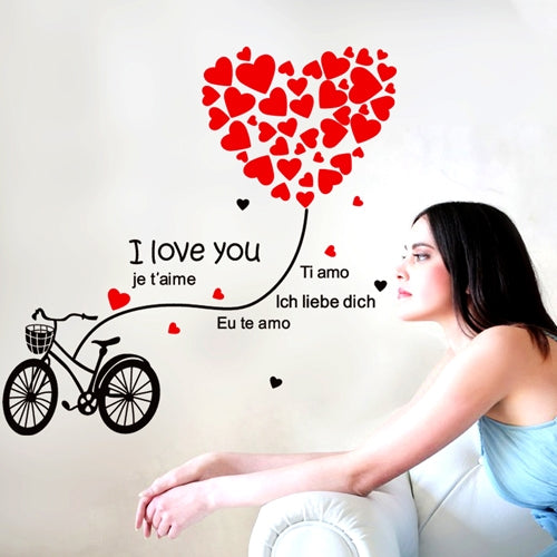 DIY Fashion Self Adhesive PVC Removable Wall Stickers / House Interior Decoration Pictures -- Bicycles & Heart, Size: 70cm x 50cm