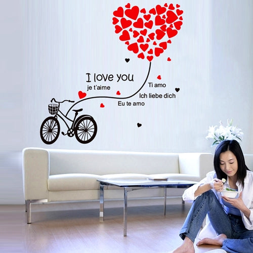 DIY Fashion Self Adhesive PVC Removable Wall Stickers / House Interior Decoration Pictures -- Bicycles & Heart, Size: 70cm x 50cm