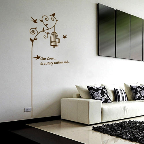 DIY Fashion Self Adhesive PVC Removable Wall Stickers / House Interior Decoration Pictures -- Birds Under Vines, Size: 70cm x 50cm