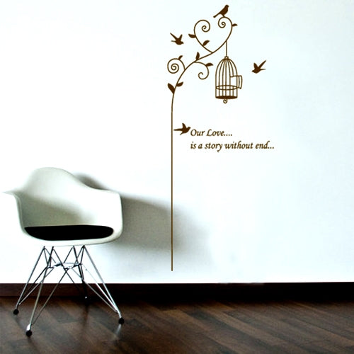 DIY Fashion Self Adhesive PVC Removable Wall Stickers / House Interior Decoration Pictures -- Birds Under Vines, Size: 70cm x 50cm