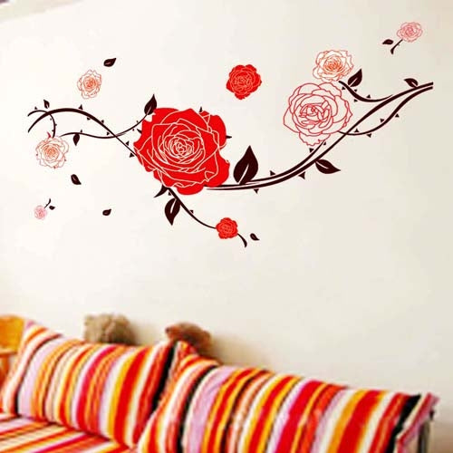 DIY Fashion Self Adhesive PVC Removable Wall Stickers / House Interior Decoration Pictures -- Rich Peony Flowers, Size: 90cm x 60cm
