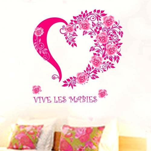 DIY Fashion Self Adhesive PVC Removable Wall Stickers / House Interior Decoration Pictures -- Romantic Rose, Size: 90cm x 60cm