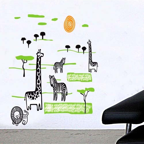 DIY Fashion Self Adhesive PVC Removable Wall Stickers / House Interior Decoration Pictures -- Animal World, Size: 90cm x 60cm