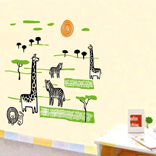 DIY Fashion Self Adhesive PVC Removable Wall Stickers / House Interior Decoration Pictures -- Animal World, Size: 90cm x 60cm