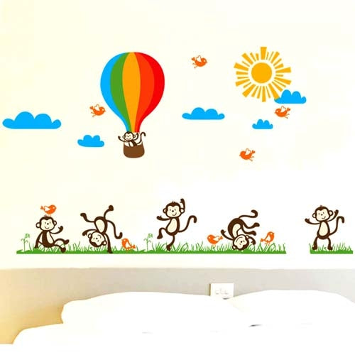 DIY Fashion Self Adhesive PVC Removable Wall Stickers / House Interior Decoration Pictures -- Playful Cartoon Monkey, Size: 90cm x 60cm