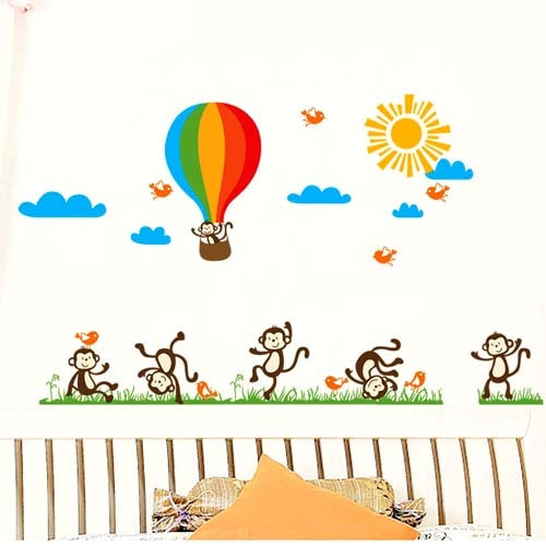 DIY Fashion Self Adhesive PVC Removable Wall Stickers / House Interior Decoration Pictures -- Playful Cartoon Monkey, Size: 90cm x 60cm