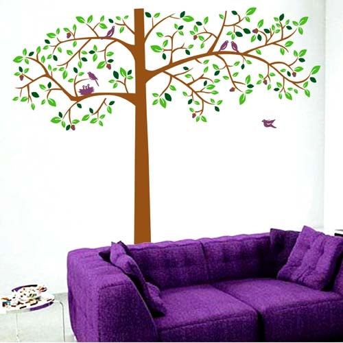 DIY Fashion Self Adhesive PVC Removable Wall Stickers / House Interior Decoration Pictures -- Trees and Birds, Size: 90cm x 60cm