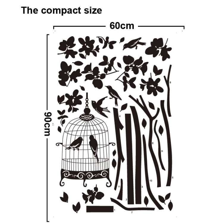 DIY Fashion Self Adhesive PVC Removable Wall Stickers / House Interior Decoration Pictures -- Forest Birds, Size: 90cm x 60cm