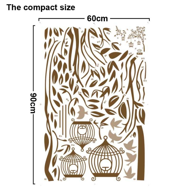 DIY Fashion Self Adhesive PVC Removable Wall Stickers / House Interior Decoration Pictures -- Trees & Birds, Size: 90cm x 60cm