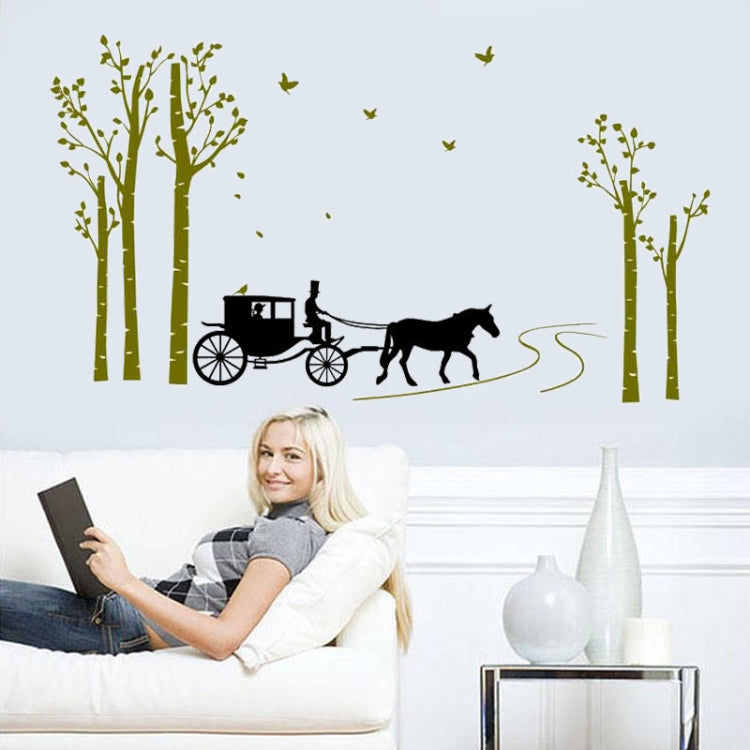 DIY Fashion Self Adhesive PVC Removable Wall Stickers / House Interior Decoration Pictures -- Carriage & Tree, Size: 90cm x 60cm