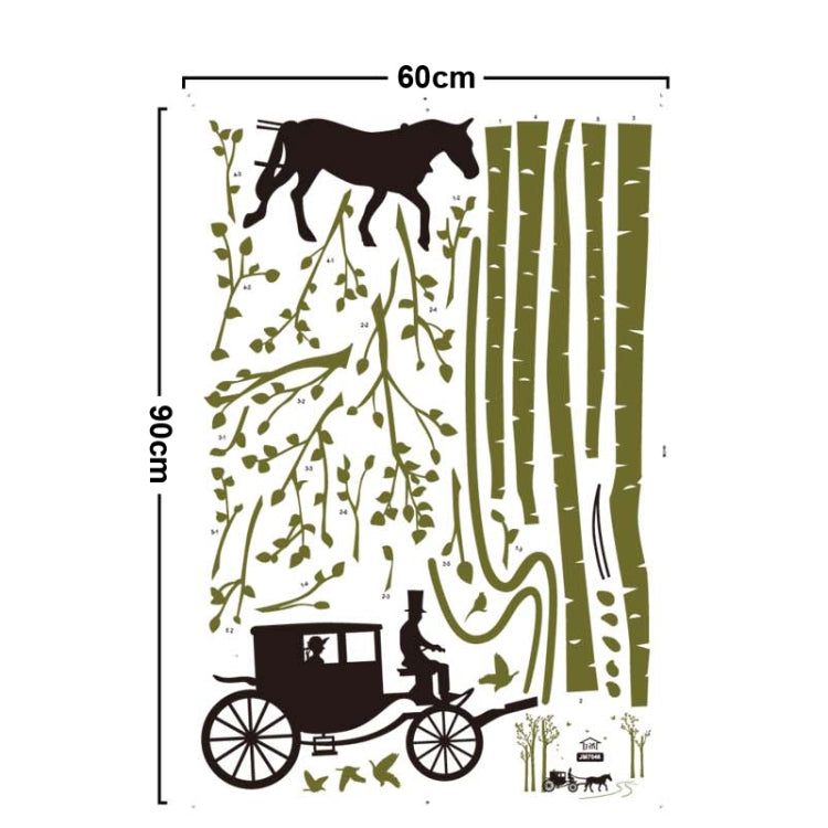 DIY Fashion Self Adhesive PVC Removable Wall Stickers / House Interior Decoration Pictures -- Carriage & Tree, Size: 90cm x 60cm