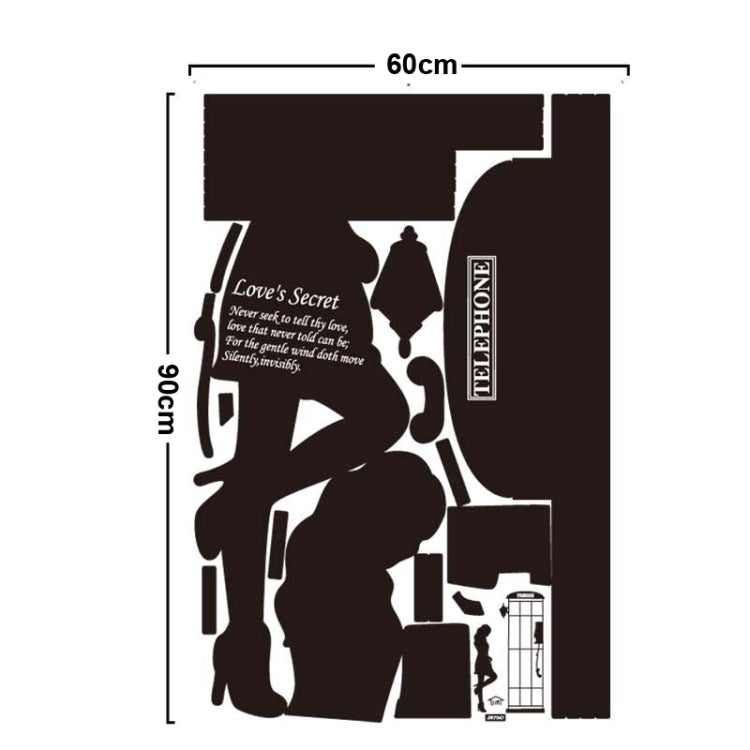 DIY Fashion Self Adhesive PVC Removable Wall Stickers / House Interior Decoration Pictures -- Telephone Booth, Size: 90cm x 60cm