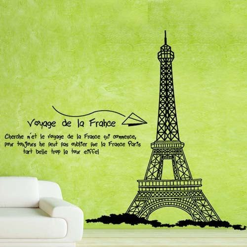 DIY Fashion Self Adhesive PVC Removable Wall Stickers / House Interior Decoration Pictures -- Eiffel Tower, Size: 90cm x 60cm