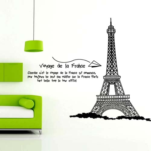 DIY Fashion Self Adhesive PVC Removable Wall Stickers / House Interior Decoration Pictures -- Eiffel Tower, Size: 90cm x 60cm