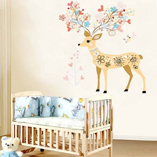 DIY Fashion Self Adhesive PVC Removable Wall Stickers / House Interior Decoration Pictures -- Cartoon Deer, Size: 90cm x 60cm