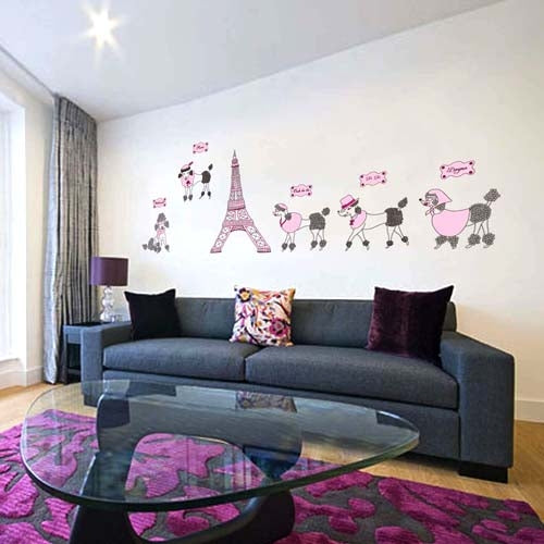 DIY Fashion Self Adhesive PVC Removable Wall Stickers / House Interior Decoration Pictures -- Tower & Puppy, Size: 90cm x 60cm