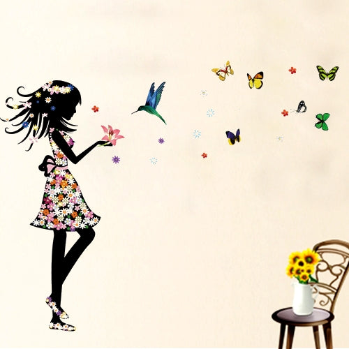 DIY Fashion Self Adhesive PVC Removable Wall Stickers / House Interior Decoration Pictures -- Girl and Butterfly, Size: 50cm x 70cm