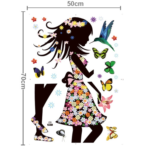DIY Fashion Self Adhesive PVC Removable Wall Stickers / House Interior Decoration Pictures -- Girl and Butterfly, Size: 50cm x 70cm