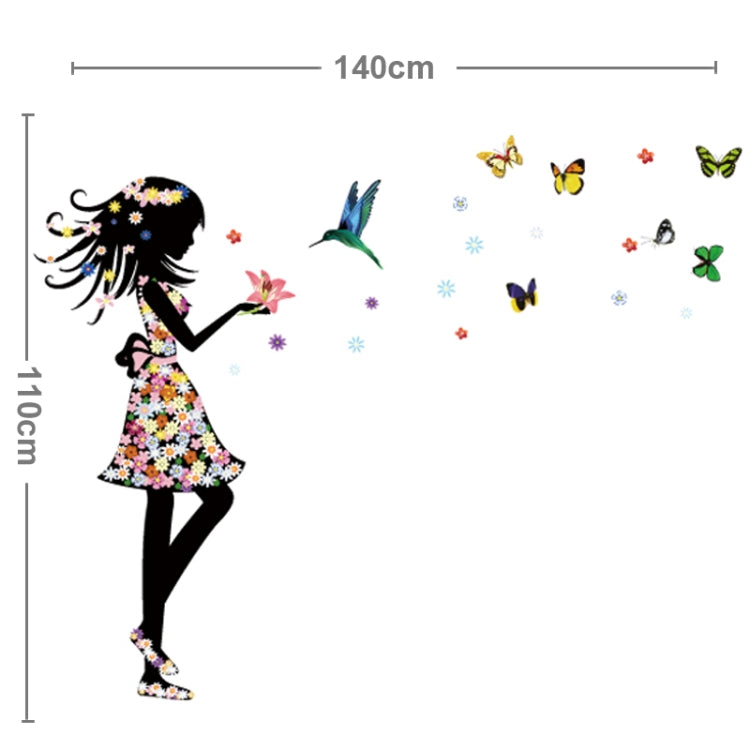 DIY Fashion Self Adhesive PVC Removable Wall Stickers / House Interior Decoration Pictures -- Girl and Butterfly, Size: 50cm x 70cm